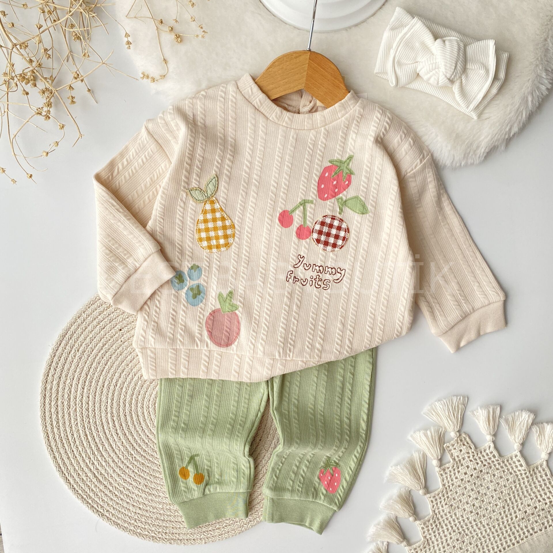 Via Meyveli Kendinden Desenli Likra 2’Li Takım