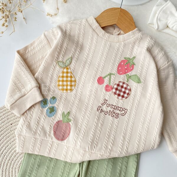 Via Meyveli Kendinden Desenli Likra 2’Li Takım