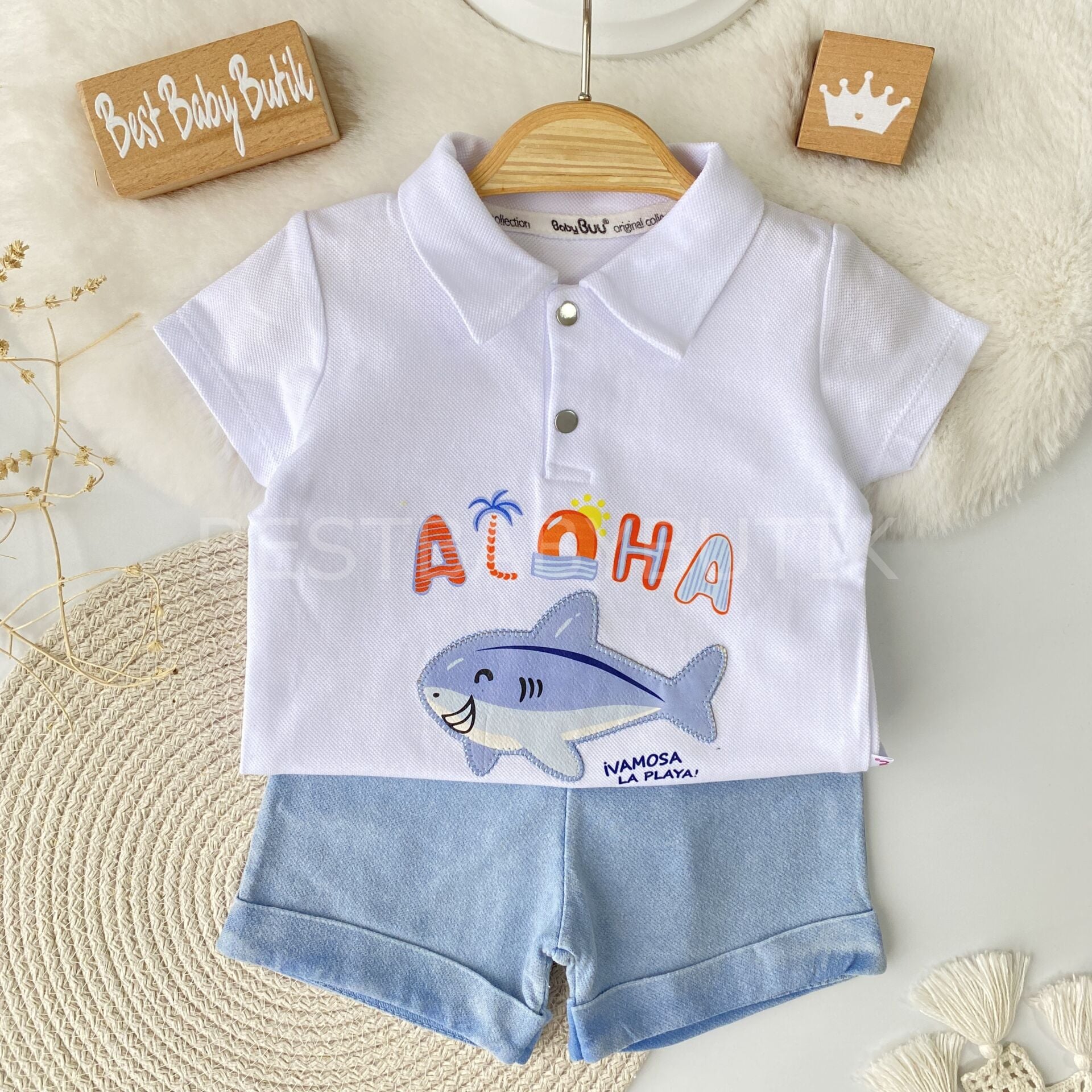 Aloha Baskılı Polo Yaka Yazlık Takım 18-24 AY