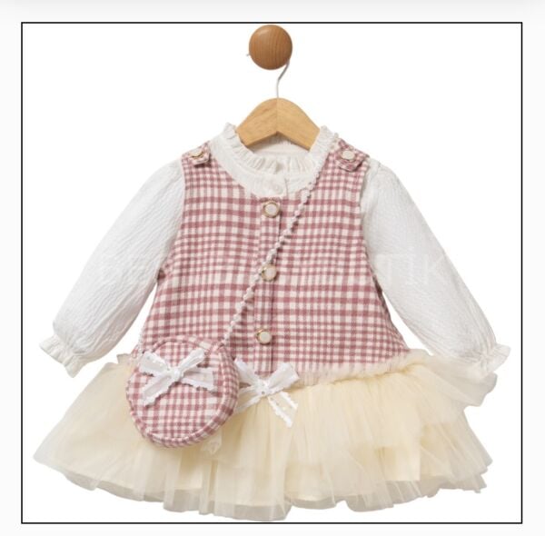 Viola Tütü Jileli Gömlek Ve İnci Çantalı 3’Lü Elbise Takımı