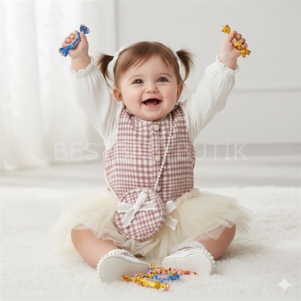 Viola Tütü Jileli Gömlek Ve İnci Çantalı 3’Lü Elbise Takımı