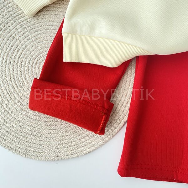 Love Nakışlı Balon Kol Şardonlu 2’Li Bol Paça Takın