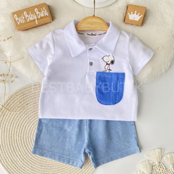 Snoppy Baskılı Polo Yaka Yazlık Takım