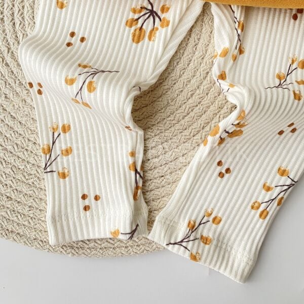 Sonbahar Nakışlı Bebe Yaka Detaylı %100 Pamuk 2’Li Takım