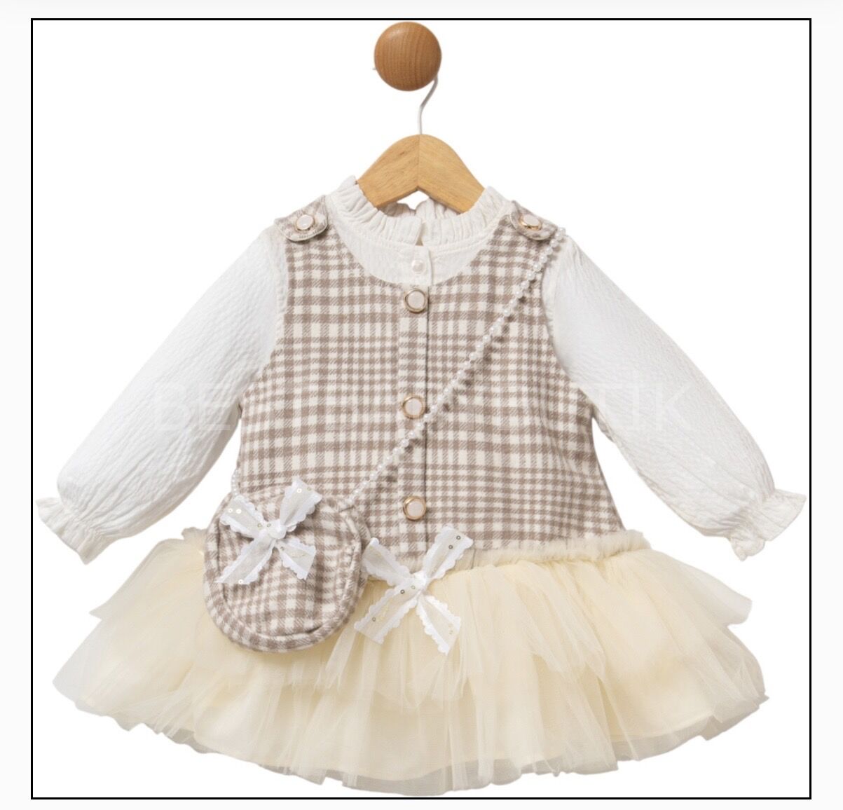 Viola Tütü Jileli Gömlek Ve İnci Çantalı 3’Lü Elbise Takımı