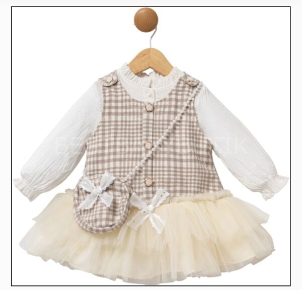 Viola Tütü Jileli Gömlek Ve İnci Çantalı 3’Lü Elbise Takımı