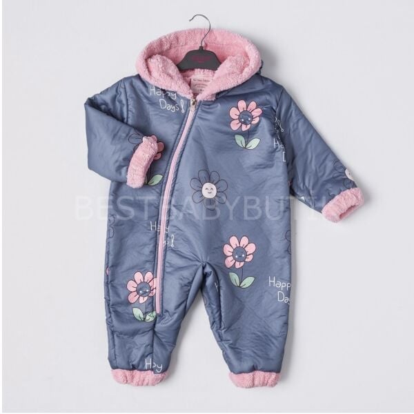 Pembe Çiçekli İçi Welsoft Peluş Mont Tulum