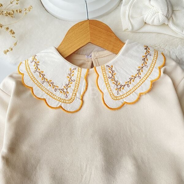 Sonbahar Nakışlı Bebe Yaka Detaylı %100 Pamuk 2’Li Takım