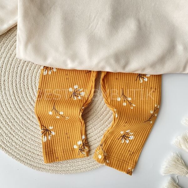 Sonbahar Nakışlı Bebe Yaka Detaylı %100 Pamuk 2’Li Takım