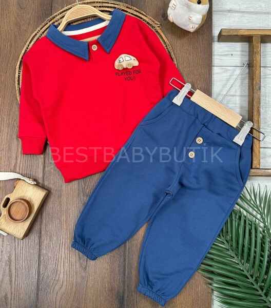 Araba Detaylı Polo Yaka Takım 2-3 YAŞ