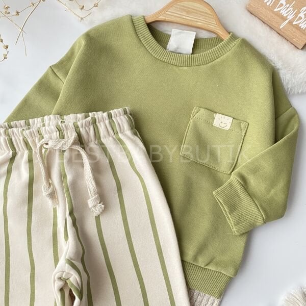 Premium Mini Cep Detaylı Çizgili 3ip Eşofman Takımı