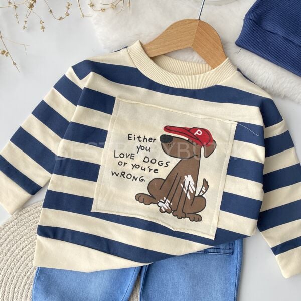 Dogs Baskılı Bereli Kot Pantolonlu 3’Lü Takım