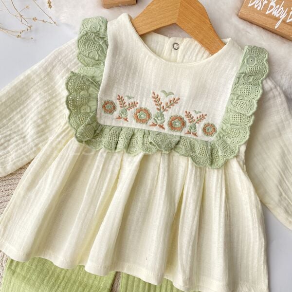 Fulla Çıtır Çiçek Nakışlı Robalı Müslin Takım