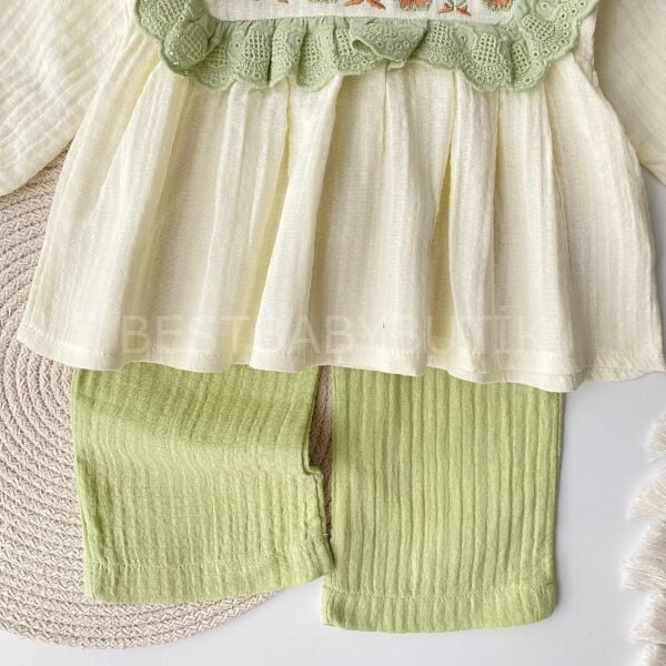 Fulla Çıtır Çiçek Nakışlı Robalı Müslin Takım