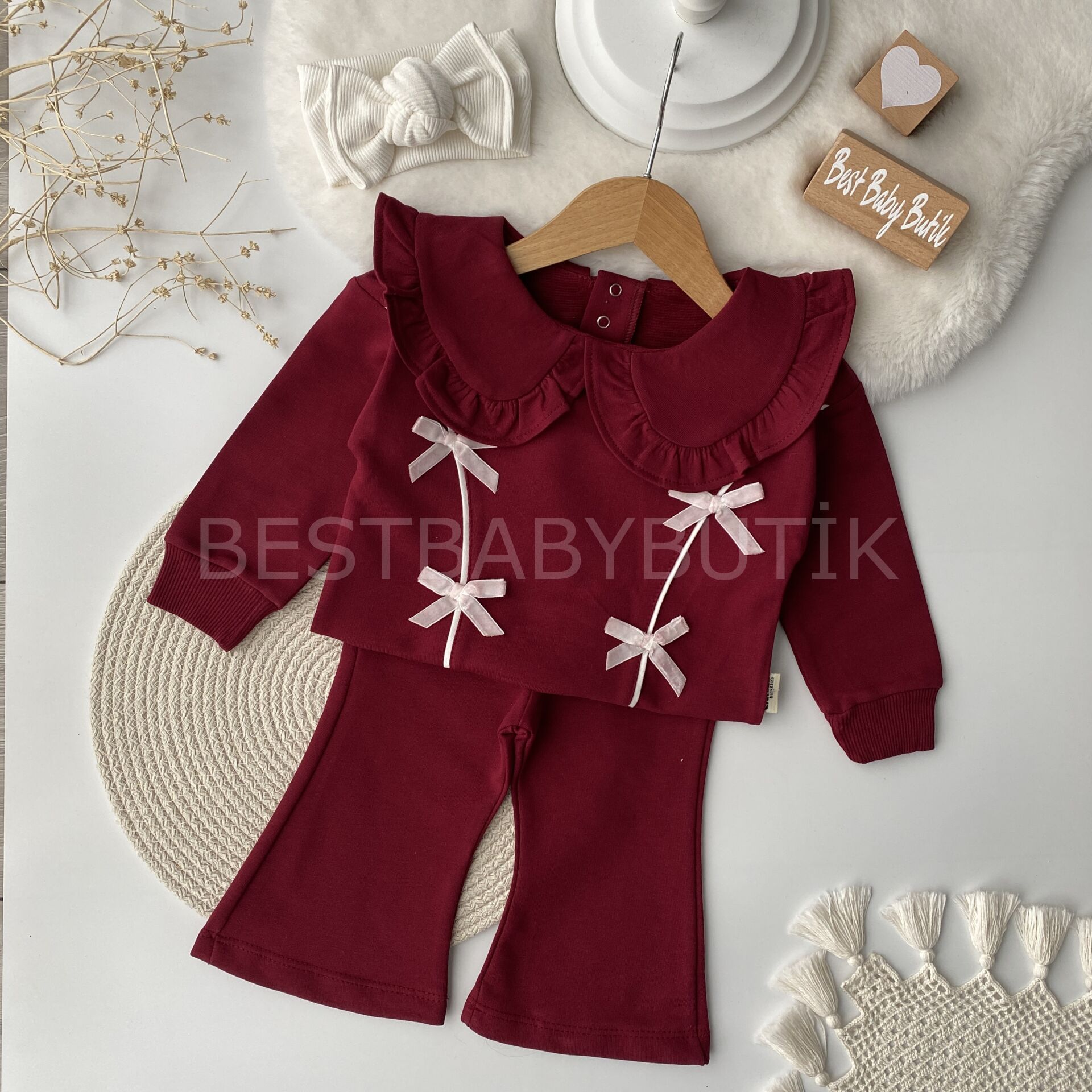 Zenna Bebe Yaka Kurdaleli İspanyol Paça Takım 9-12 AY