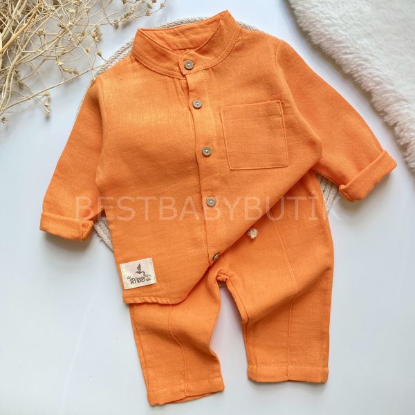 ELVİS HAKİM YAKA AHŞAP DÜĞMELİ MÜSLİN 2’Lİ TAKIM