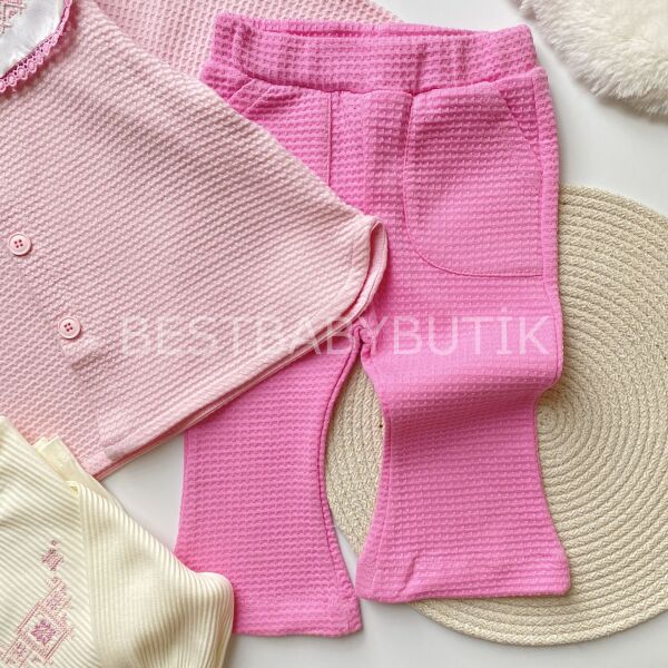 ZARİFÇE NAKIŞLI YAKA DETAYLI PANÇO HIRKALI İSPANYOL PAÇA 3’LÜ TAKIM