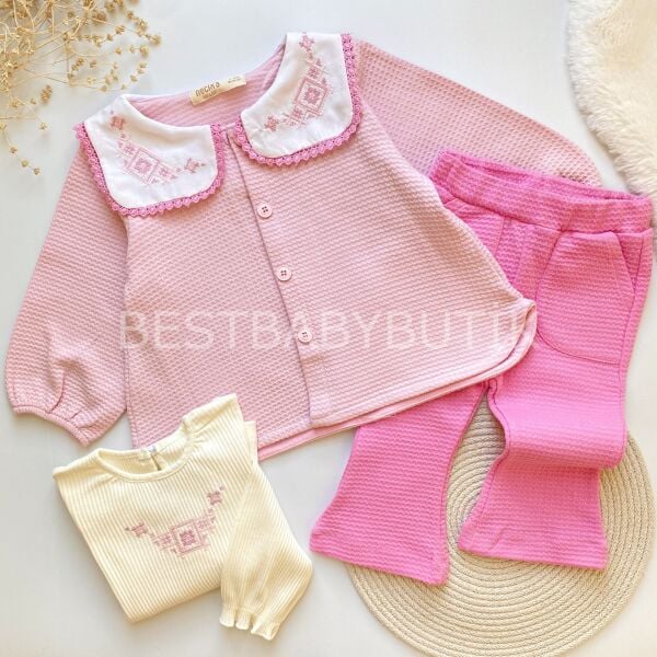 ZARİFÇE NAKIŞLI YAKA DETAYLI PANÇO HIRKALI İSPANYOL PAÇA 3’LÜ TAKIM