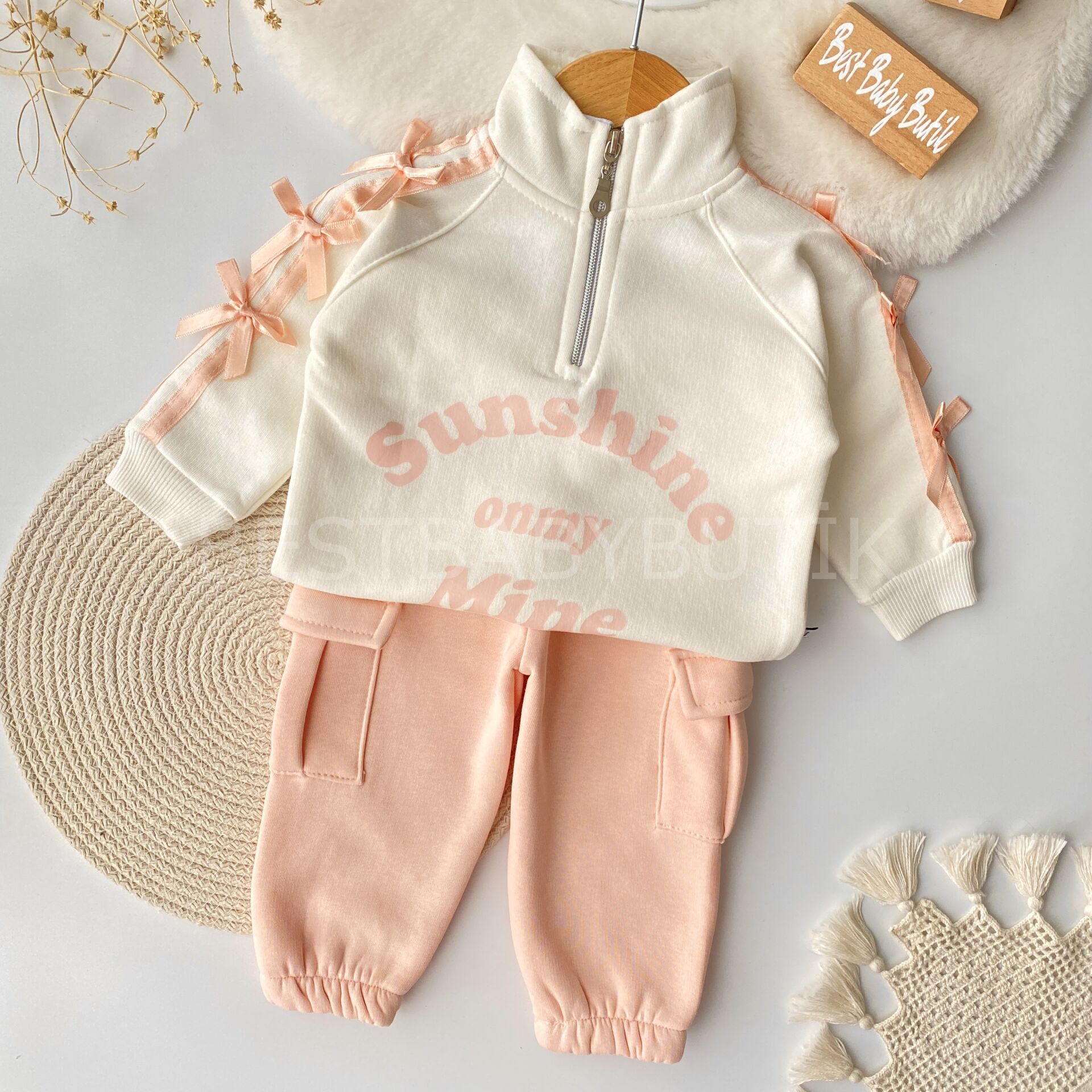 Mine Kurdaleli Fermuar Detaylı Cepli Oversize Şardonlu 2’Li Takım