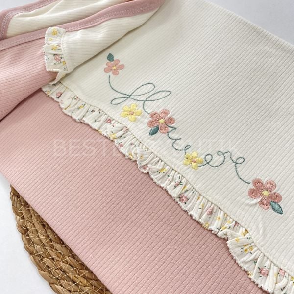 FLOWERS ÇITIR ÇİÇEK İŞLEMELİ ÇİFT KATLI BÜYÜK BOY BATTANİYE 85x90