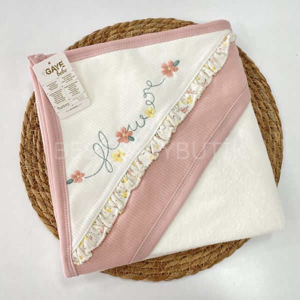 FLOWERS ÇİÇEK İŞLEMELİ KARE BAŞLIKLI ÇİFT KATLI HAVLU