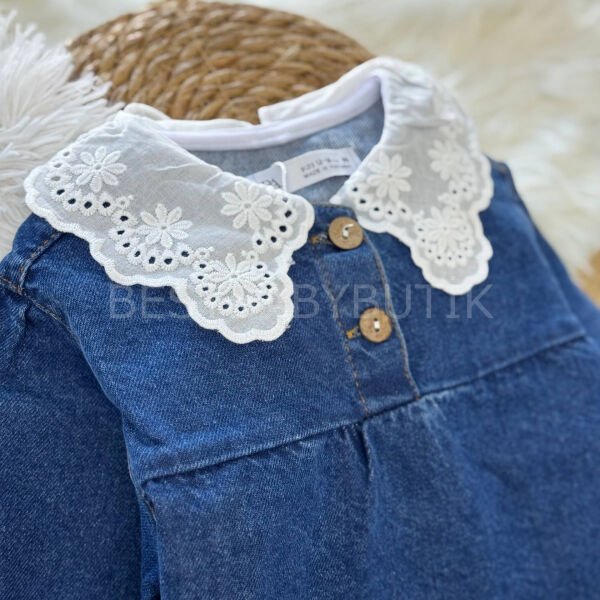 Fisto Yakalı Robalı Kot Elbise