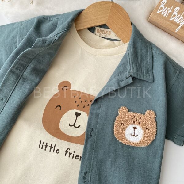 Ayıcık Panç İşlemeli Müslin Gömlekli 3’Lü Takım 18-24 AY