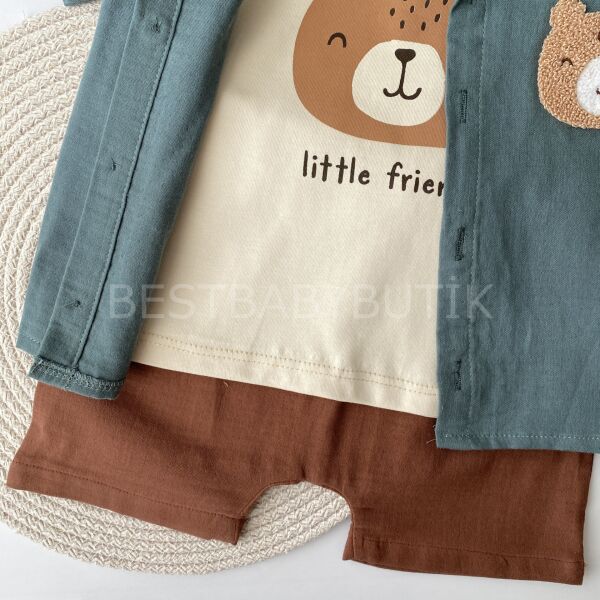 Ayıcık Panç İşlemeli Müslin Gömlekli 3’Lü Takım 18-24 AY