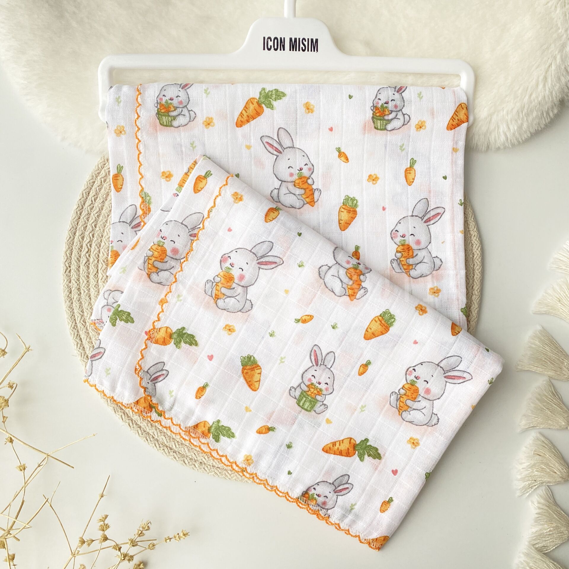 TAVŞANLI MÜSLİN ÖRTÜ 90x90 CM