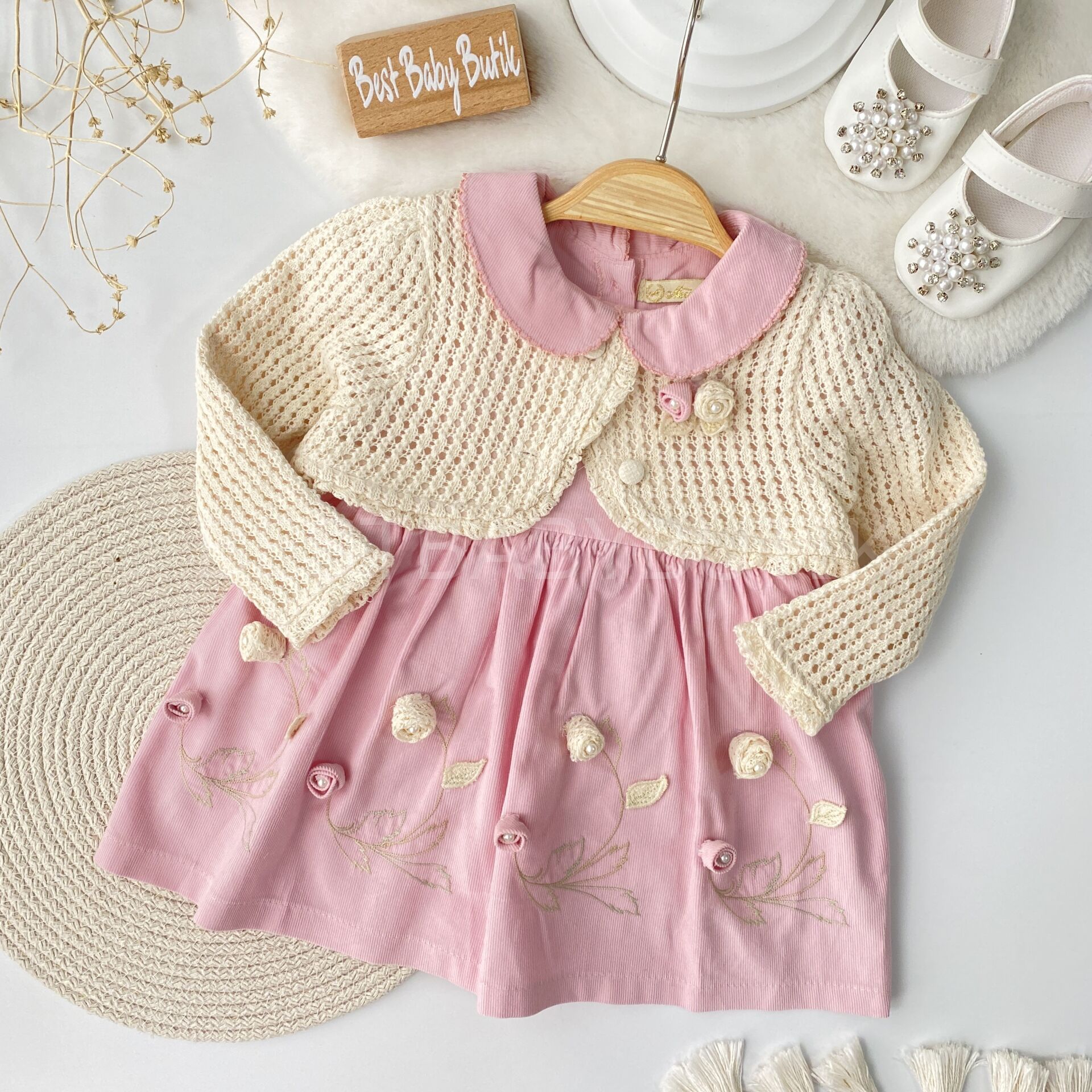 Moonstar Gül Detaylı Bolerolu Elbise