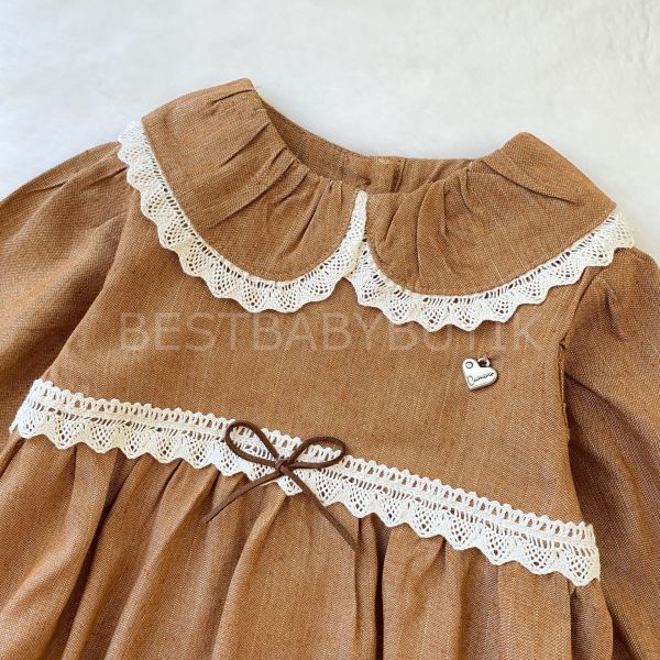 BAMBİ FİSTO BEBE YAKA DETAYLI BALON KOL NOSTALJİK ROMPER