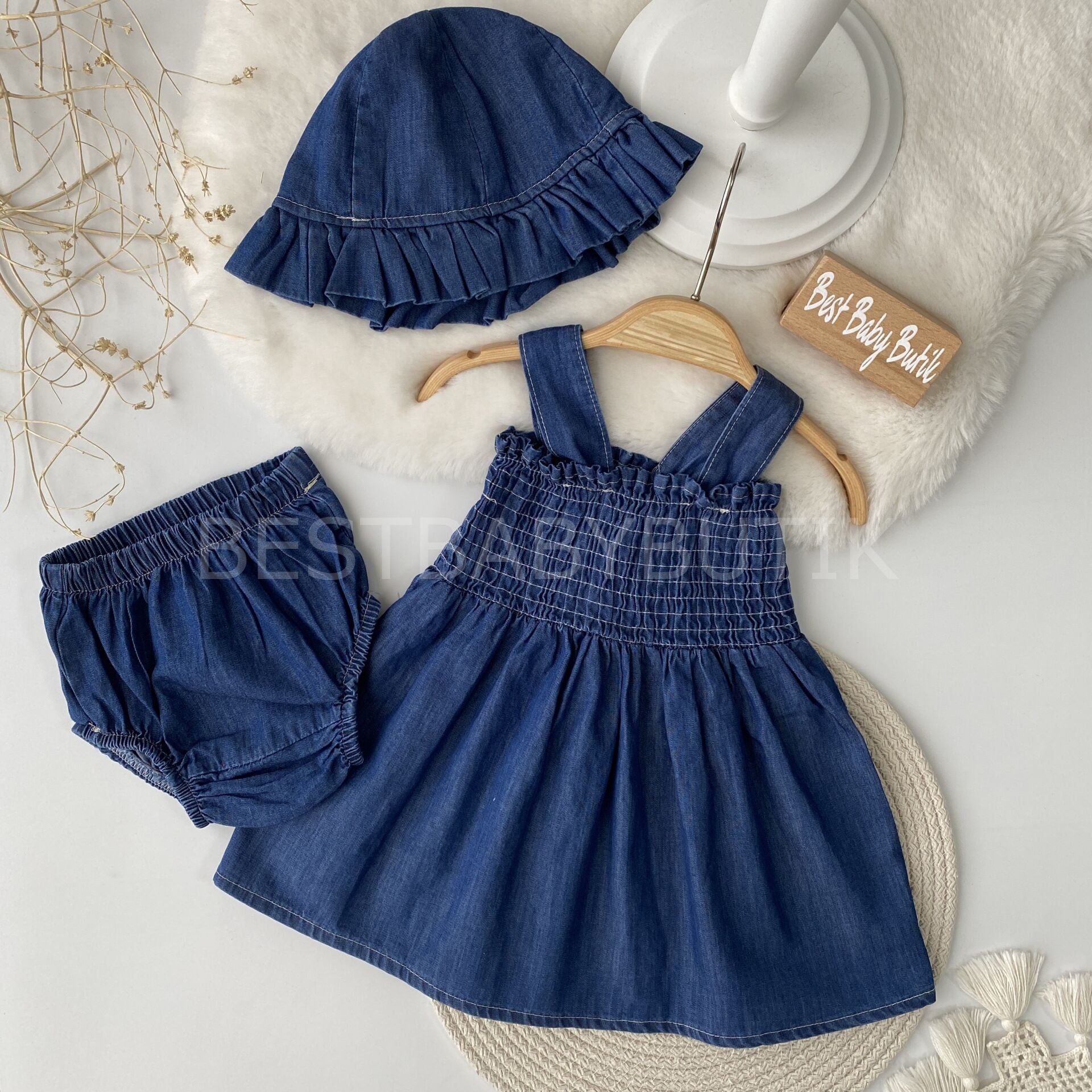 Eflin Kot Elbiseli Şapkalı 3’Lü Takım 18-24 AY