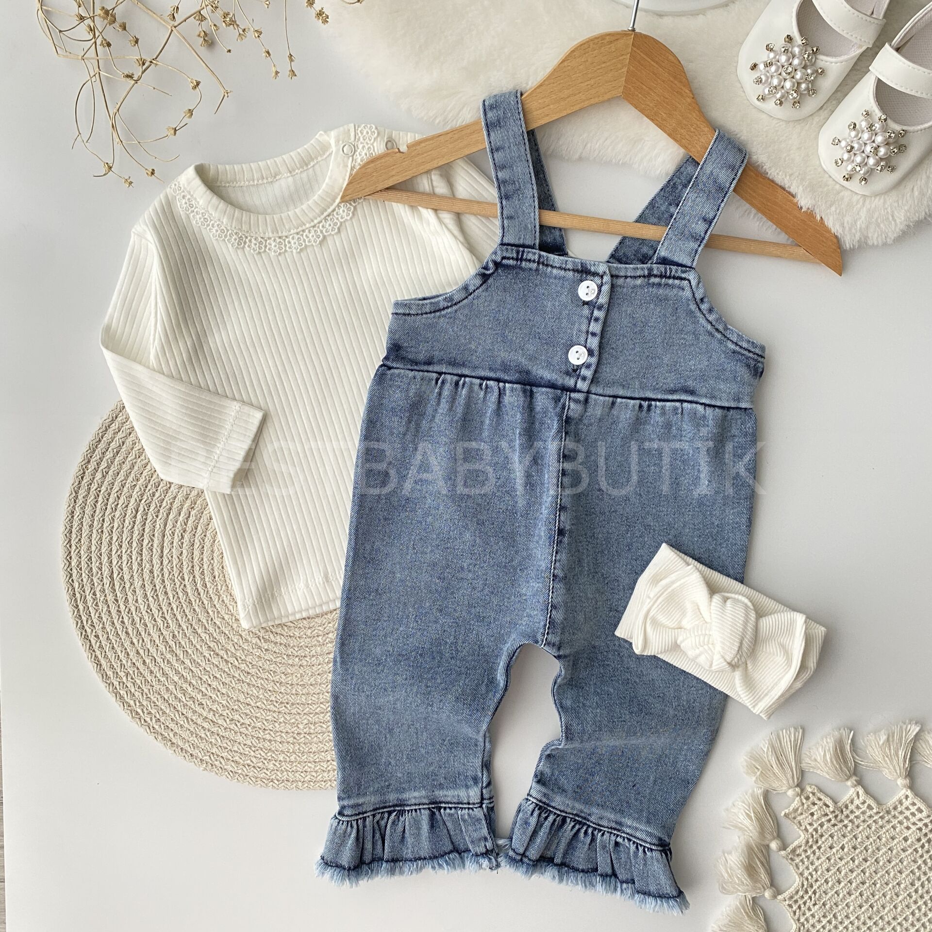 Mira Püskül Paça Detaylı Badili Kot Salopet Tulum