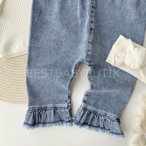 Mira Püskül Paça Detaylı Badili Kot Salopet Tulum