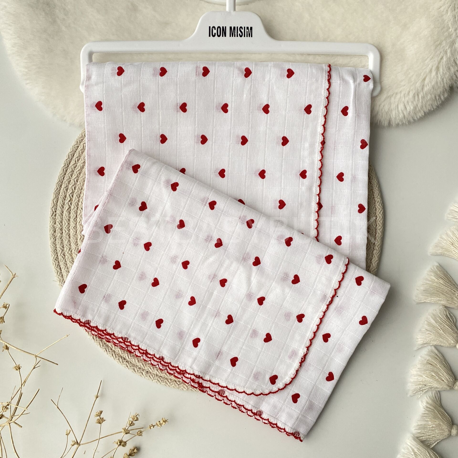 KALPLİ MÜSLİN ÖRTÜ 90x90 CM