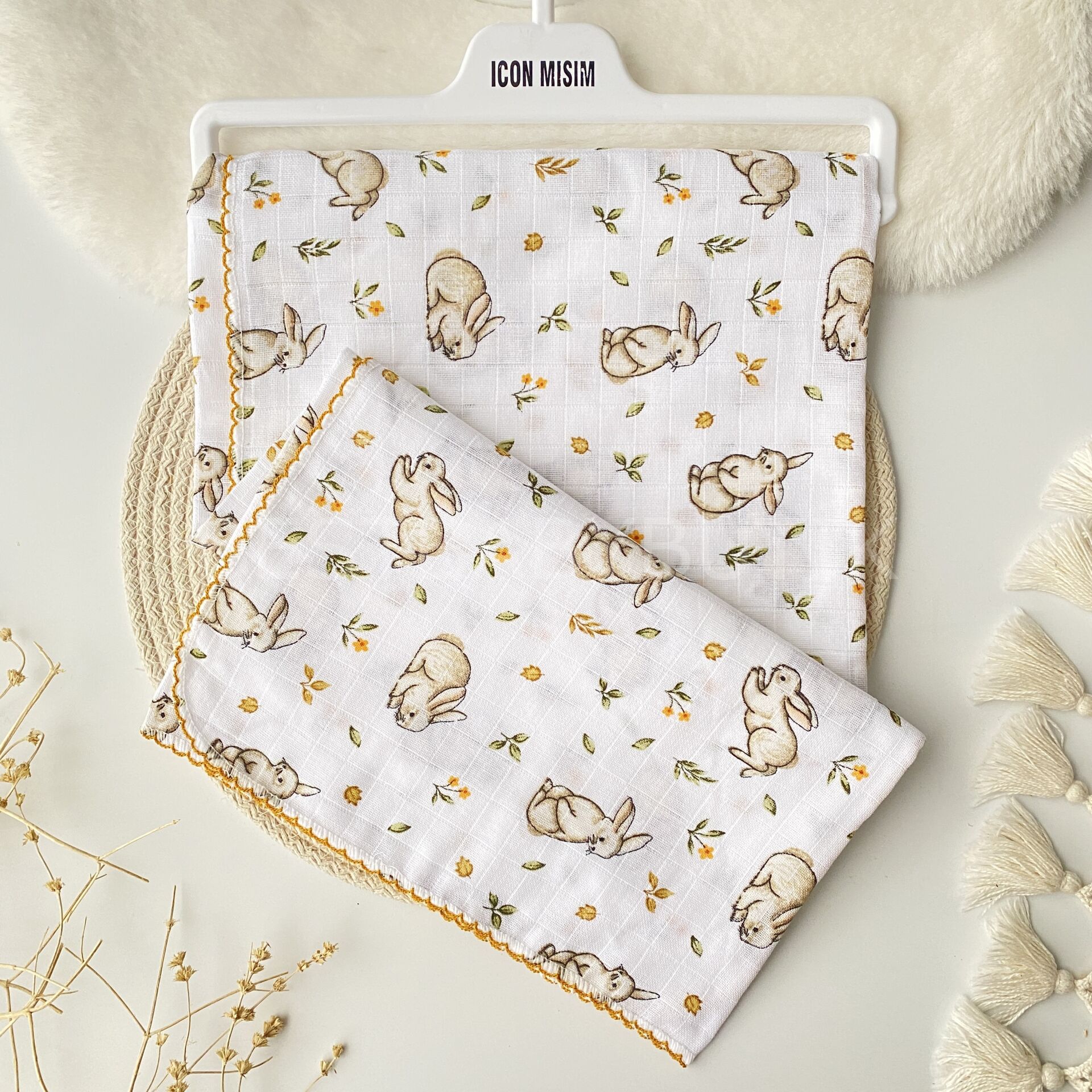 TAVŞANCIK MÜSLİN ÖRTÜ 90x90 CM