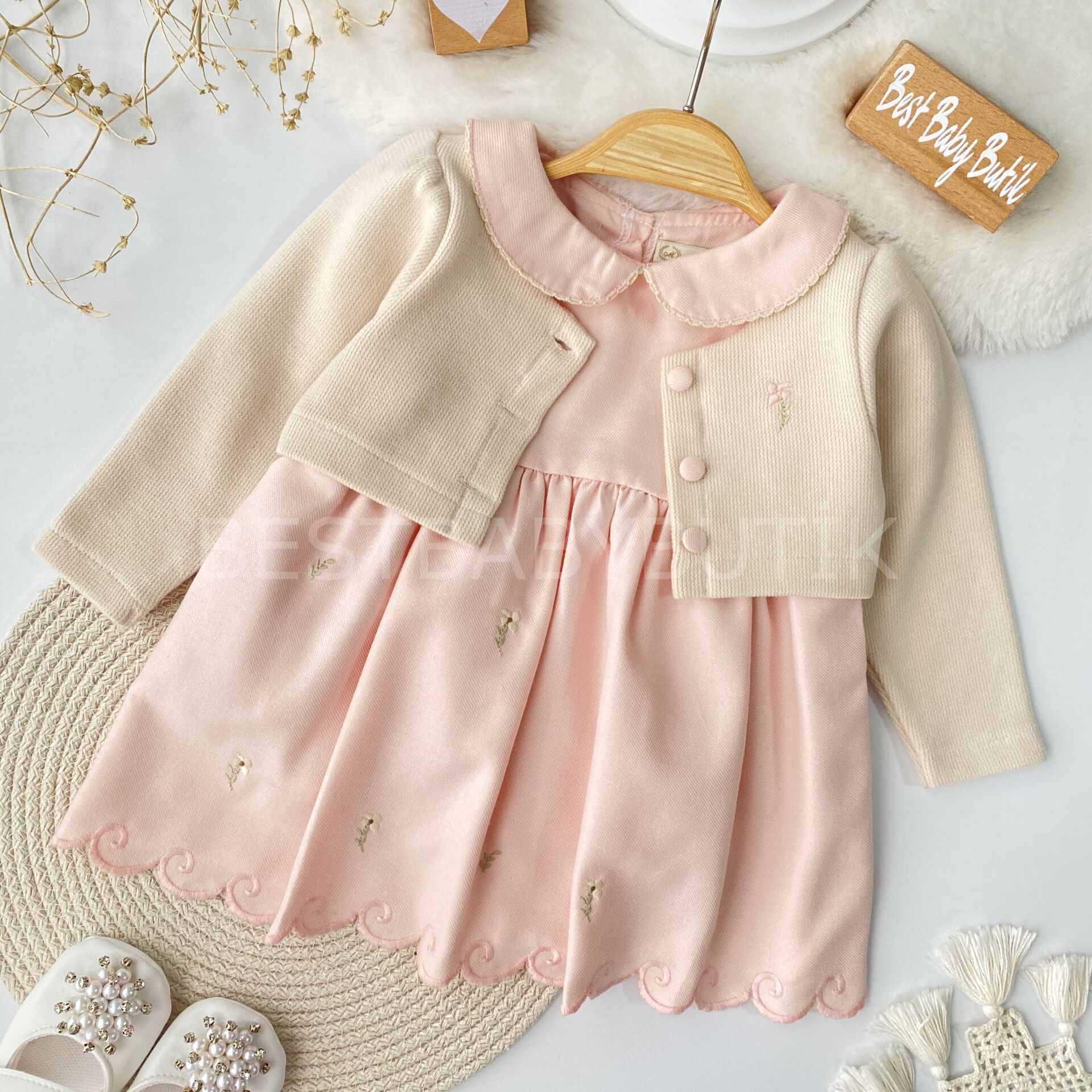 Moonstar Gül Detaylı Bolerolu Elbise