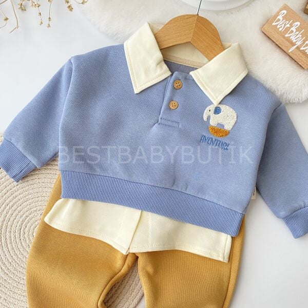 Fil Panç Nakışlı Gömlek Efektli 2’Li Takım