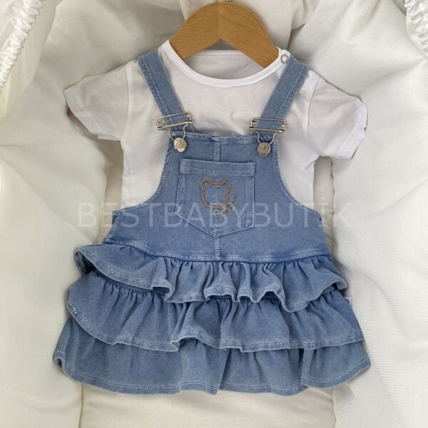 Eflin Badili Fırfırlı Kot Salopet Elbise 18-24 AY