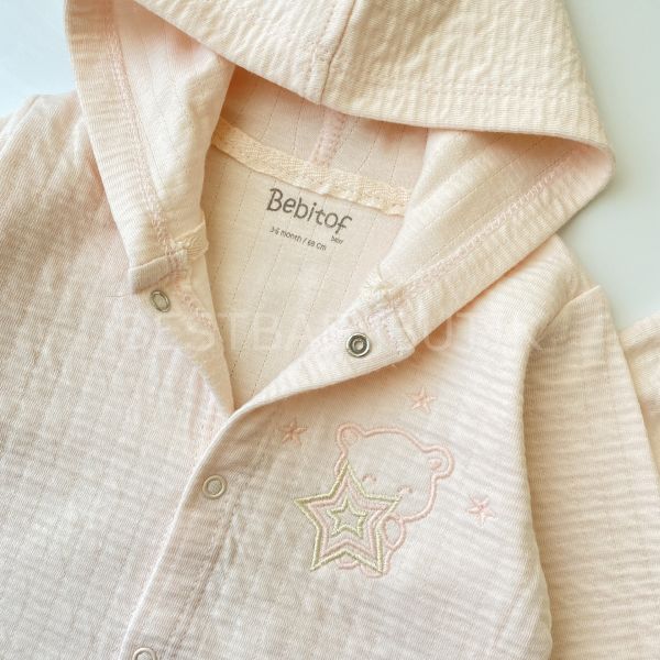 AYICIK İŞLEMELİ  ÖNDEN ÇITÇITLI KAPŞONLU 2’Lİ TAKIM (PEMBE)