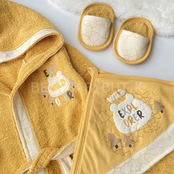 Orman Baskılı 4 Parçalı Bornoz Takımı