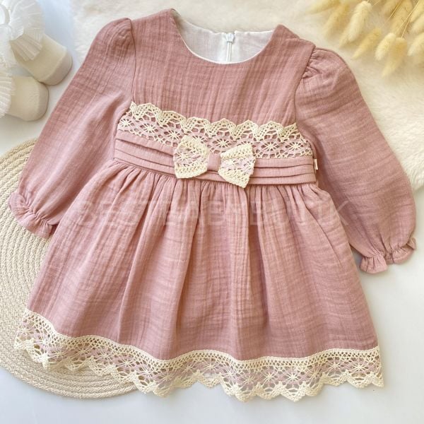 PREMİUM SOFİA DANTEL DETAYLI MÜSLİN ELBİSE