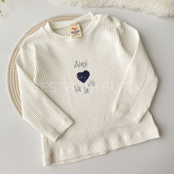 Yakası Nakışlı Kalpli Peluş Montlu 3’Lü Takım