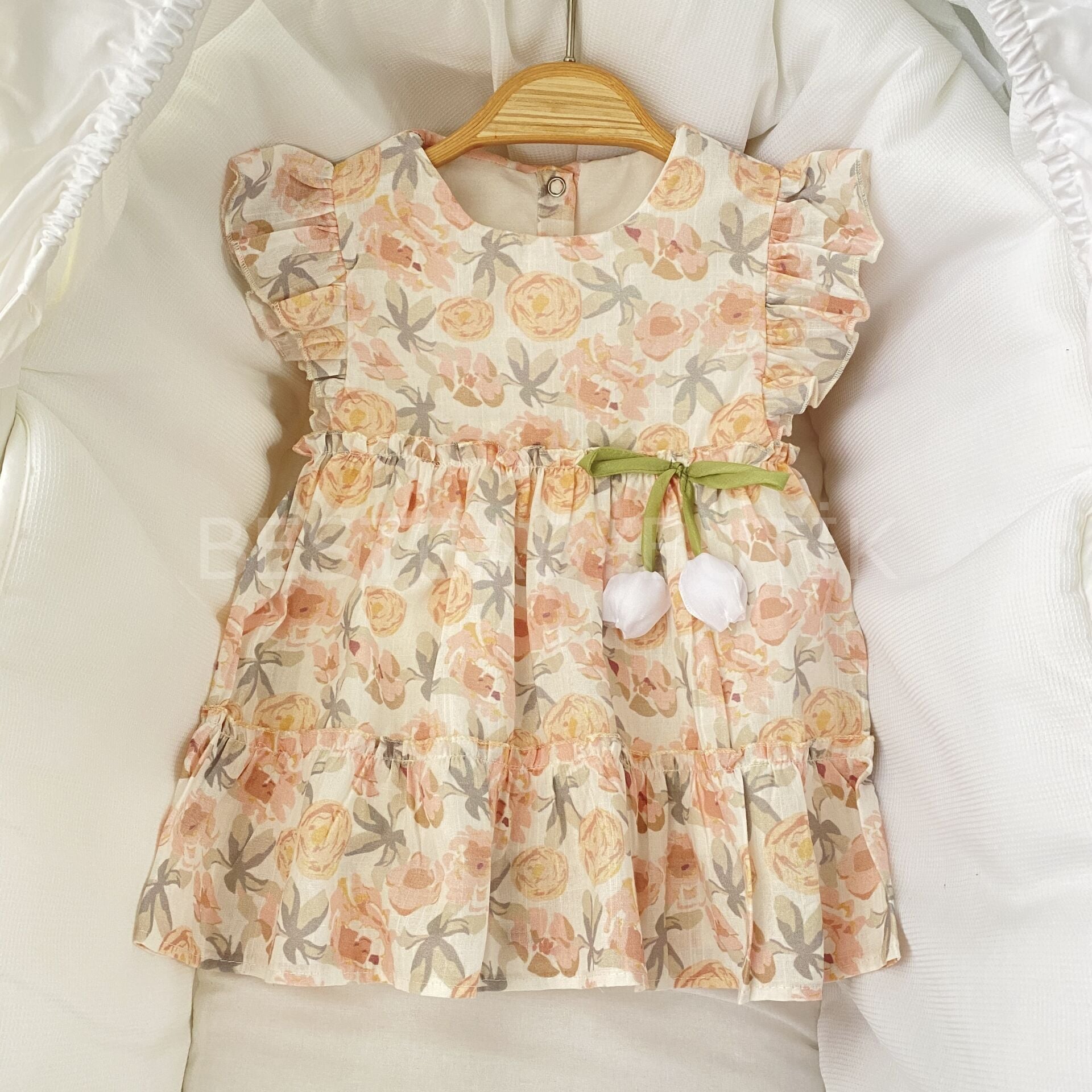 Laleli Detaylı Çiçekli Efil Efil Elbise 18-24 AY