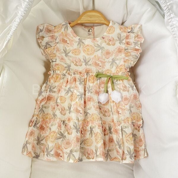 Laleli Detaylı Çiçekli Efil Efil Elbise