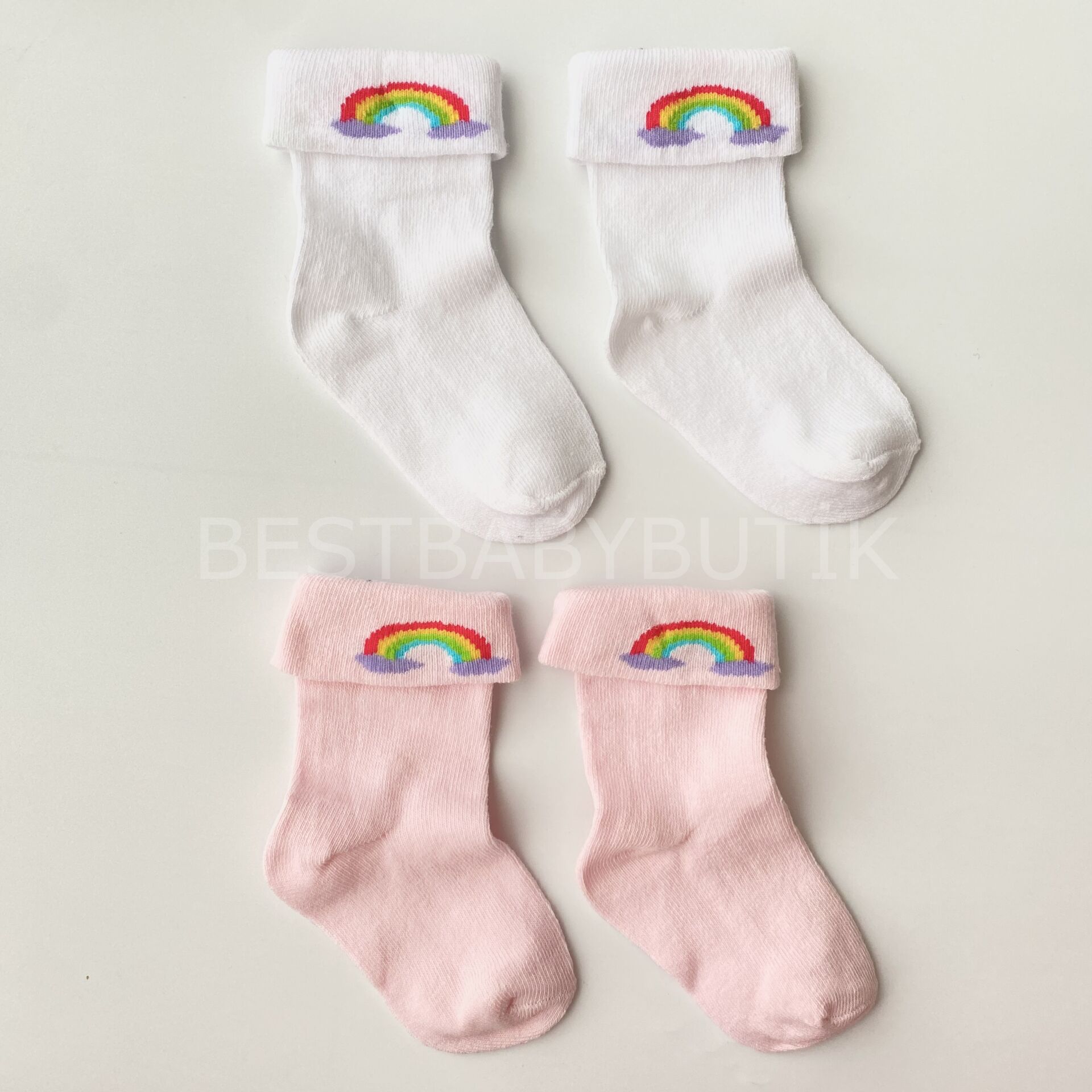 Gökkuşağı Kıvrık Soket Çorap-2 Çift