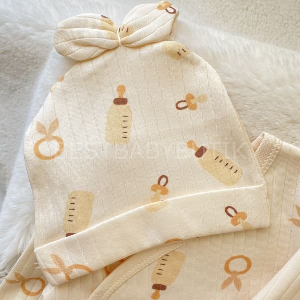 NATUREL EMZİK DETAYLI FİTİLLİ KENDİNDEN ELDİVENLİ 3’LÜ TAKIM (03 AY)