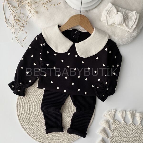 Lidya Bebe Yaka Kalpli Taytlı 2’Li Takım