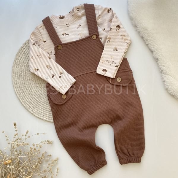 CORKY FİTİLLİ ZIBIN VE AHŞAP DÜĞMELİ SALOPET SET