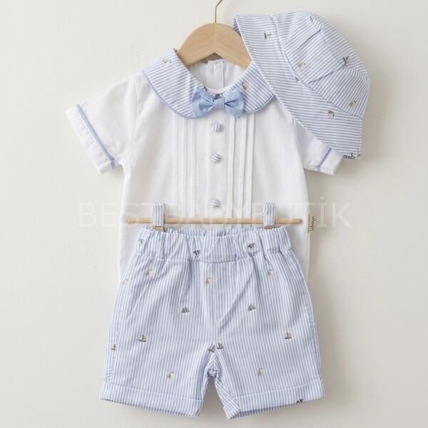 Premium Denizci Baskılı Papyon Ve Şapkalı 3’Lü Takım